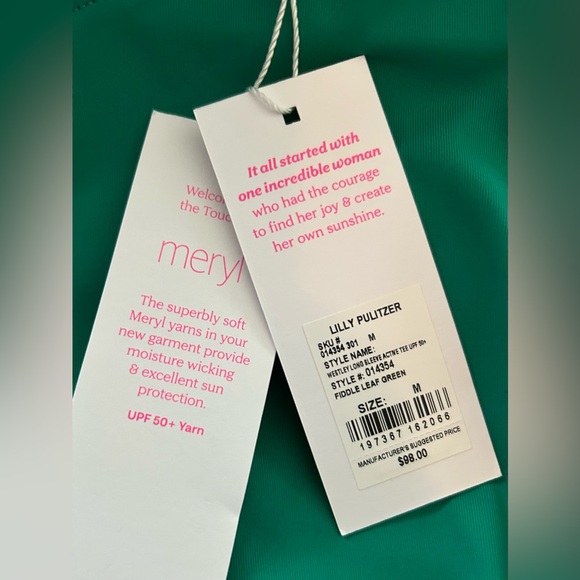 NWT Lilly Pulitzer Westley Luxletic Active SPF 50+ Green Long-Sleeve Tee, Size M - Picture 10 of 14